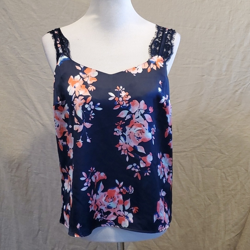 Laundry By Shelli Segal Floral and Lace Tank NWOT SZ MD